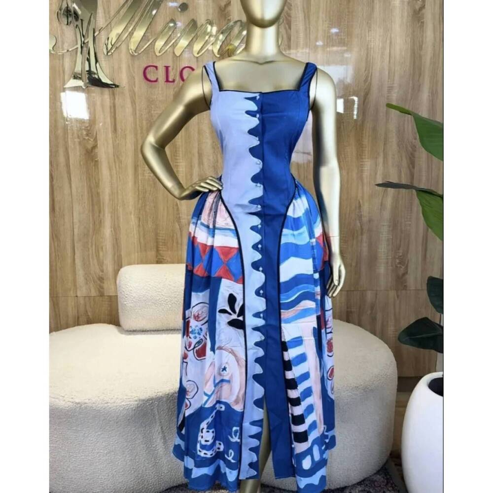 NEW CHICWAYS women's alemais dress in blue